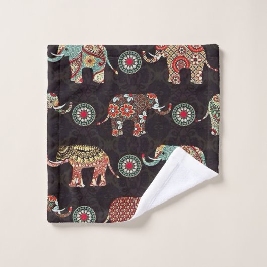 Serviette de bain à motif éléphant décoratif (Gant de toilette)