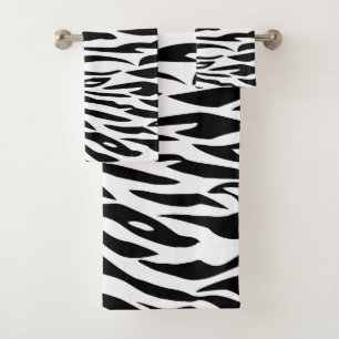 Serviette de bain à motif zèbre noir et blanc