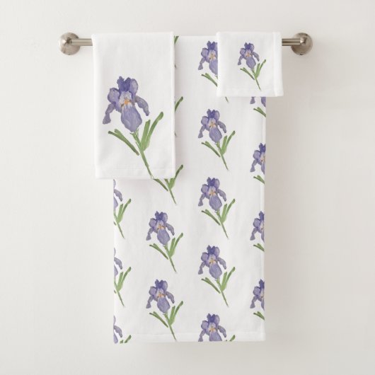 Serviette De Bain À Peinture Fleur Iris Violet (En situation)