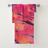 Serviette de bain abstraite de style Ebru bleu rou (En situation)