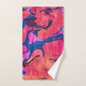 Serviette de bain abstraite de style Ebru bleu rou (Serviette à main)