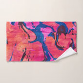 Serviette de bain abstraite de style Ebru bleu rou (Serviette à main)