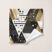 Serviette de bain abstraite en or et triangles noi (Gant de toilette)
