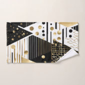 Serviette de bain abstraite en or et triangles noi (Serviette à main)