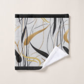 Serviette de bain abstraite noire et or moderne (Gant de toilette)