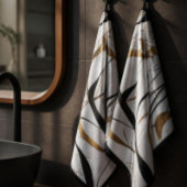 Serviette de bain abstraite noire et or moderne