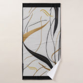 Serviette de bain abstraite noire et or moderne li (Serviette de bain)