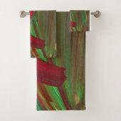 Serviette de bain abstraite rouge vert gras 1 : de (En situation)