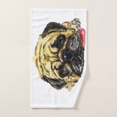 Serviette de bain amusante avec chien Carlin - Vos (Serviette à main)