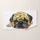 Serviette de bain amusante avec chien Carlin - Vos (Serviette à main)