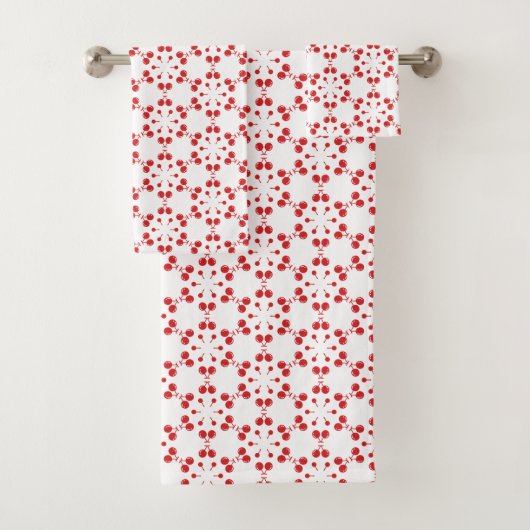 Serviette de bain aux cerises rouges (En situation)