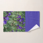 Serviette de bain aux feuilles vertes et iris viol (Serviette à main)