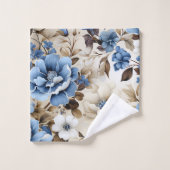 Serviette de bain aux fleurs dorées bleu marine lu (Gant de toilette)