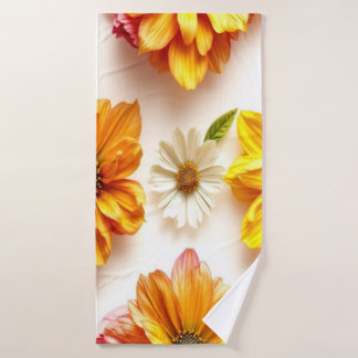 serviette de bain aux fleurs jaunes