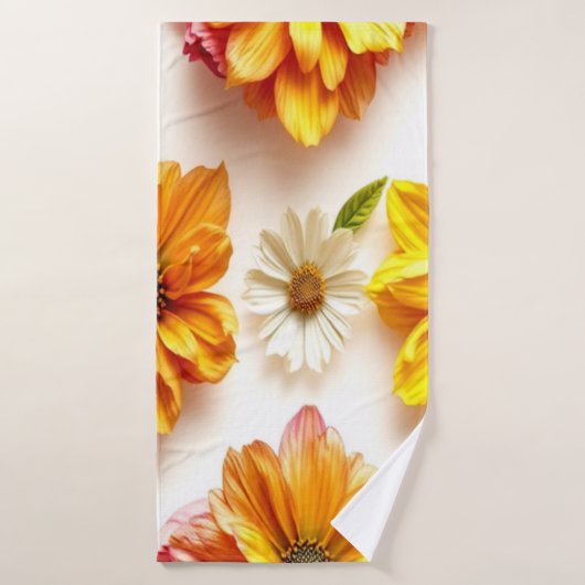 serviette de bain aux fleurs jaunes (Serviette de bain)