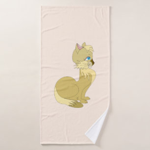 Serviette de bain avec chat jaune