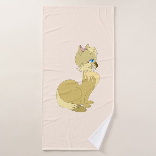 Serviette de bain avec chat jaune (Serviette de bain)