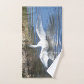 Serviette de bain avec cygne aux ailes déployées (Serviette à main)