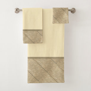 Serviette de bain avec garniture motif d'eau dorée