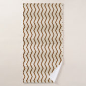 Serviette de bain beige et marron à motif zigzag (Serviette de bain)