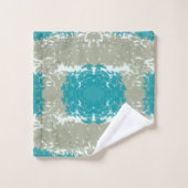 Serviette de bain beige et Turquoise (Gant de toilette)