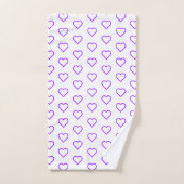 Serviette de bain blanche avec Coeurs pourpres (Serviette à main)