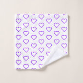 Serviette de bain blanche avec Coeurs pourpres (Gant de toilette)