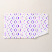 Serviette de bain blanche avec Coeurs pourpres (Serviette à main)