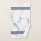 Serviette de bain blanche en faux marbre noir rayu (Serviette à main)