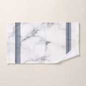 Serviette de bain blanche en faux marbre noir rayu (Serviette à main)