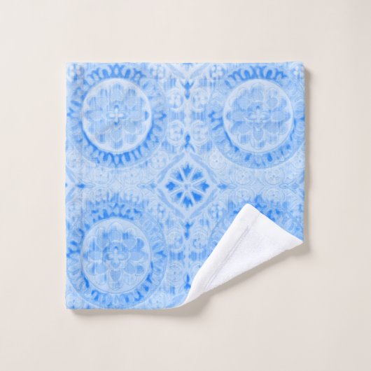 Serviette de bain bleu Damask (Gant de toilette)