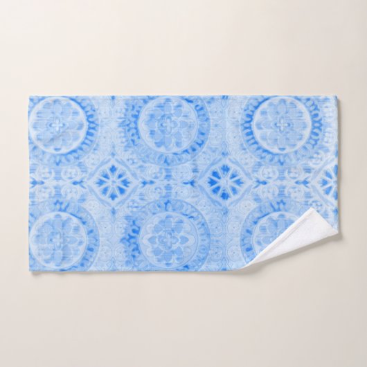 Serviette de bain bleu Damask (Serviette à main)