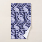 Serviette de bain bleu et blanc lapin Dedham (Serviette à main)