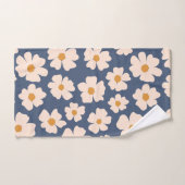 Serviette de bain bleu marine et beige floral (Serviette à main)