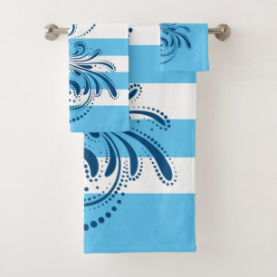 Serviette de bain bleu tourbillon blanc et bleu ra