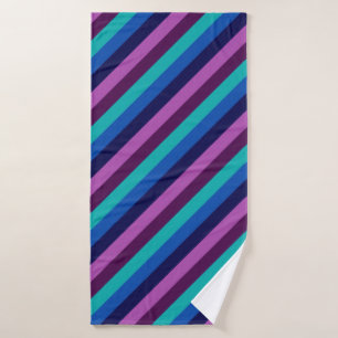 Serviette de bain bleu violet Turquoise rayures