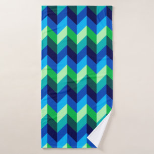 Serviette de bain Blue Green Ombre Chevrons