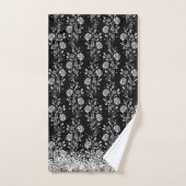 Serviette de bain brillant florale argent (Serviette à main)