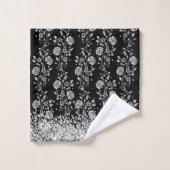 Serviette de bain brillant florale argent (Gant de toilette)