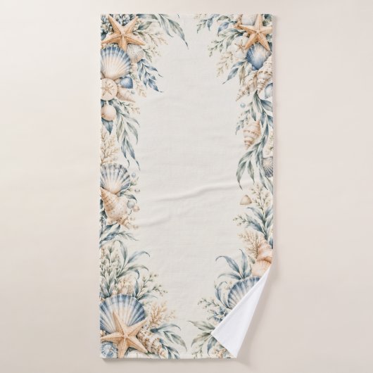 Serviette de bain Coquillages des mers côtières bl (Serviette de bain)