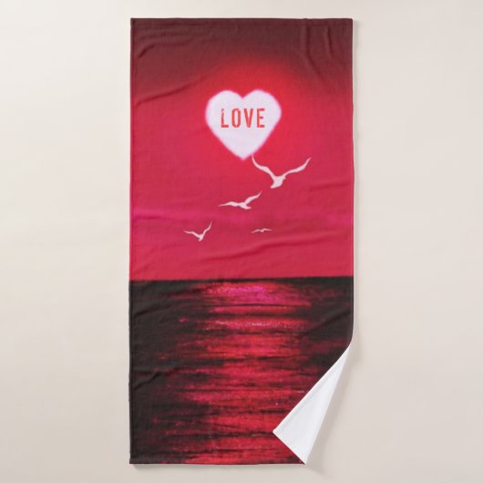 Serviette de bain coucher de soleil mer Amour roma (Serviette de bain)