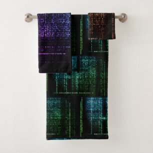 Serviette de bain cyberpunk Code Matrice Numérique