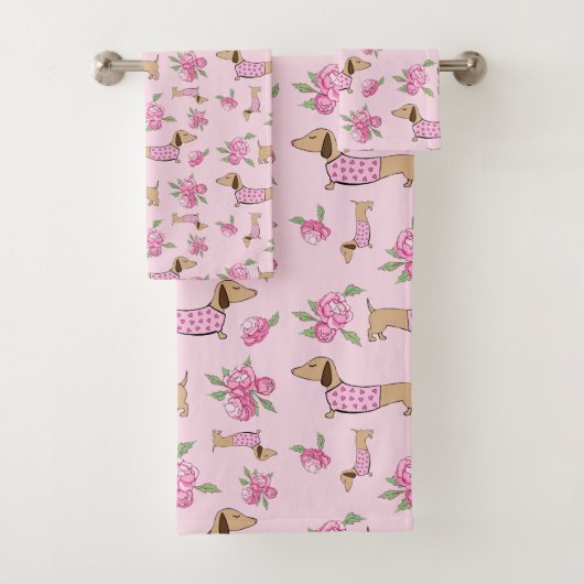 Serviette de bain Dachshund Ensemble Doxie + Peoni (En situation)
