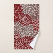 Serviette de bain dahlias rouge et argent (Serviette à main)