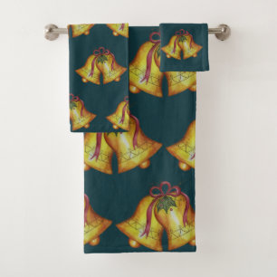 Serviette de bain de cloches de Noël verte