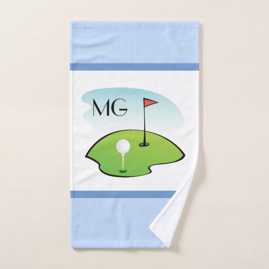 Serviette de bain de golf dessin animé monogramme (Serviette à main)
