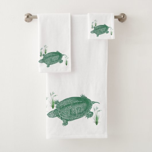 Serviette de bain de la tortue verte (En situation)