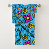 serviette de bain doodle fleurs (En situation)