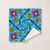 serviette de bain doodle fleurs (Gant de toilette)