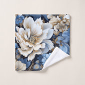 Serviette de bain élégante bleue et dorée à motif (Gant de toilette)